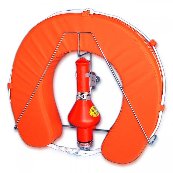 Hufeisen Rettungsring orange mit Halterung & Rettungsleuchte