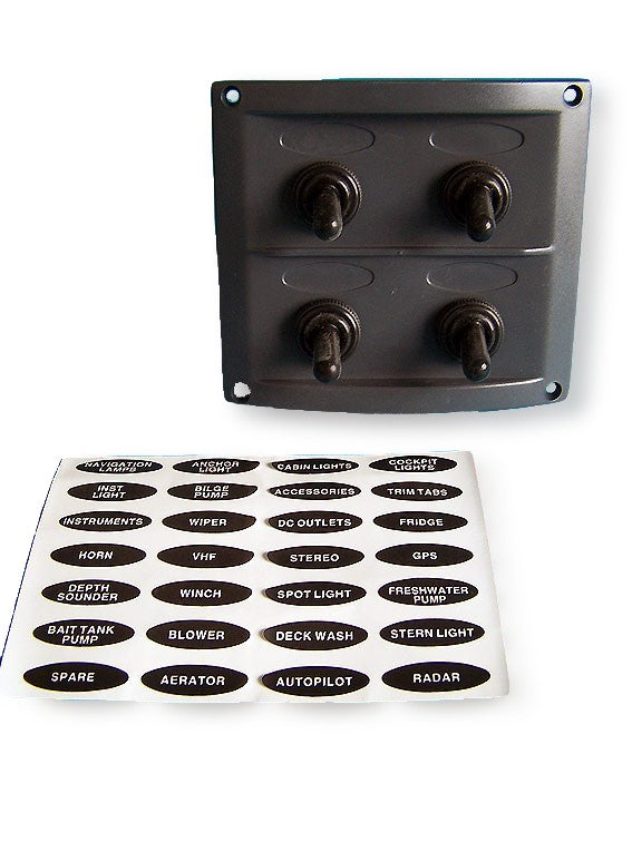 Schaltpaneel 4 wasserdichte Schalter schwarz, Schalttafel, wasserdichtes Design und integrierte Sicherungshalter