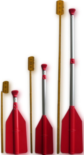3 fach Teleskop Hilfs-Paddel runder Griff, Aluprofilrohr mit Eloxierung, rot ABS-Kunststoff