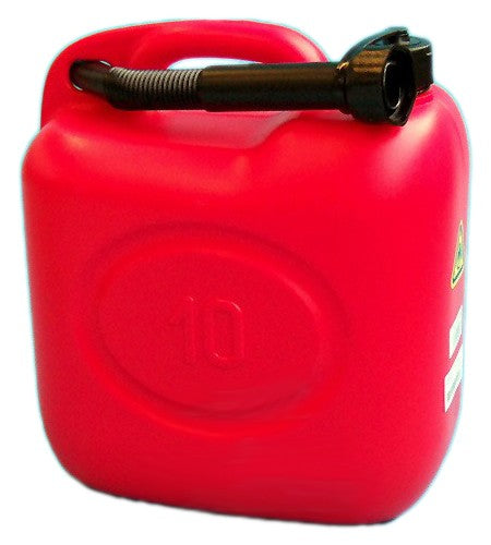 Fuel canister 10L Red plastic canister, petrol canister, sturdy removable spout