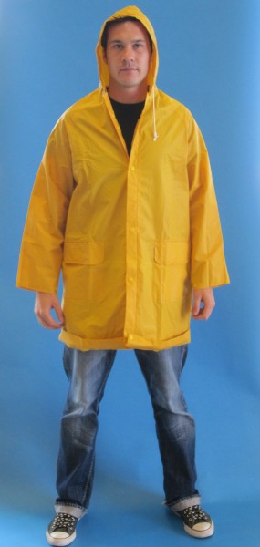 Regenjacke Wasserdicht Gelb Größe L, Regenmantel, doppelte Druckknopfleiste, PVC, verschweißte Nähte, kultiger Schutz bei Regenwetter