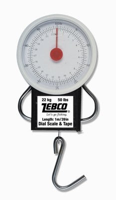 Zebco Federzugwaage 22kg, Angelwaage Skalenregulierung 1m Bandmaß NEU