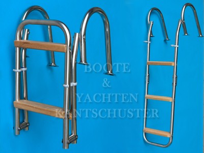 Badeleiter mit Teakholzstufen 3-stufig