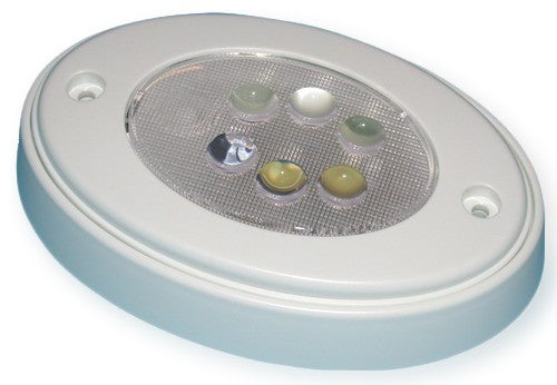 Deckenleuchte LED Kunststoff oval, 6 LED-Deckenlampe, mit Druckschalter