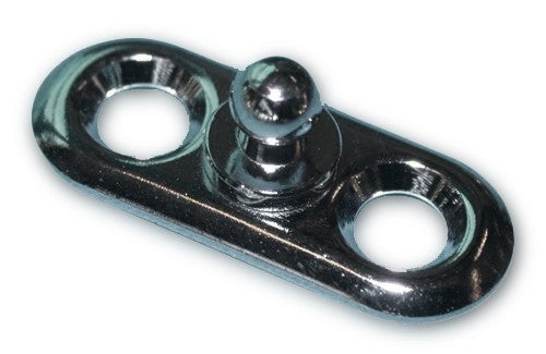 Sicherheitsverschluss Unterteil, Messingverchromt 27x11 mm, Verdeck- und Sonnensegelverschluss, robust und langlebig