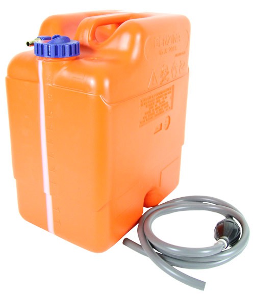 Kraftstofftank 23L mit 1/4" Anschluss für 10mm Schlauch, Benzintank, inkl. 2m Pumpball-Schlauch, 3.5L Reservetank