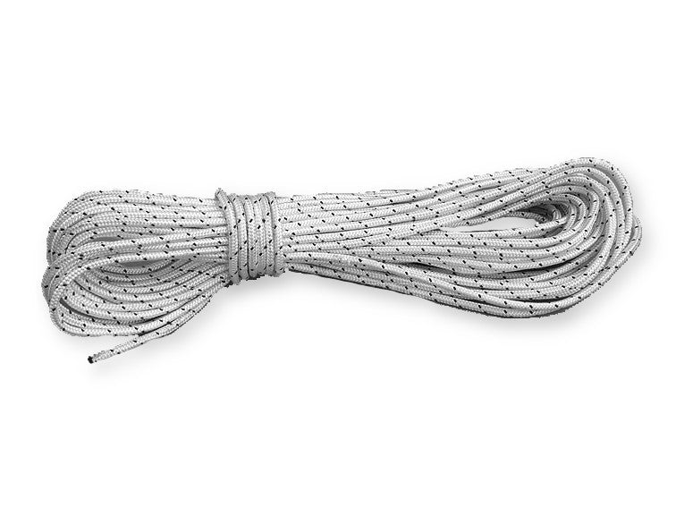 15 Meter Polyesterleine 6mm Weiß mit Schwarzem Kennfaden