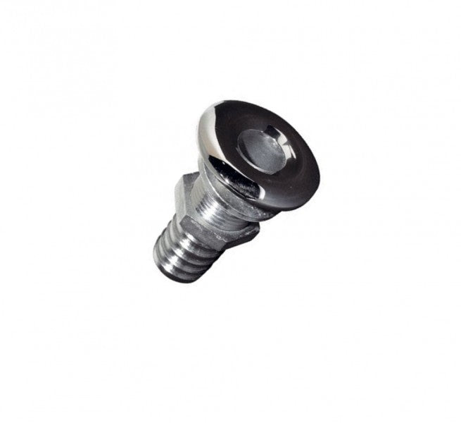 Through-hull fitting stainless steel hose connection 10 mm wall thickness up to 15 mm, marine fitting, durable stainless steel