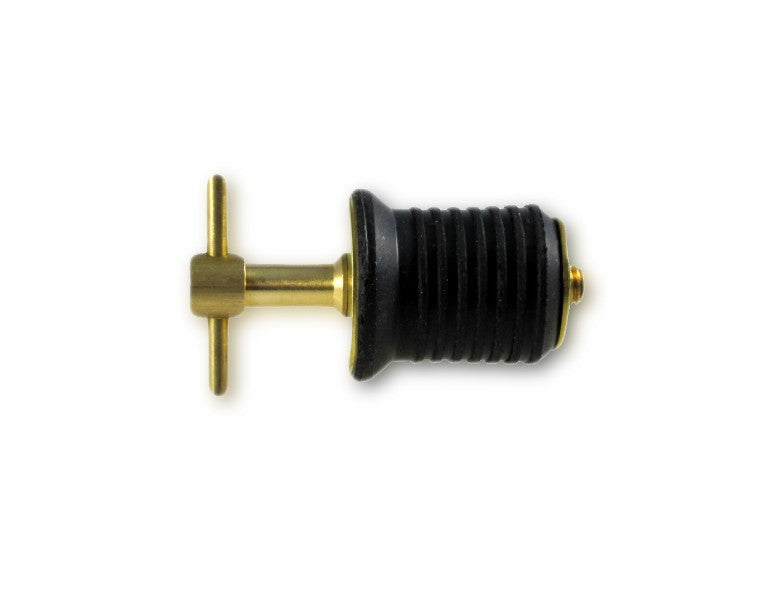 Drain plug with toggle rubber steel brass-plated, boat plug, for drain opening diameter 22.7 mm