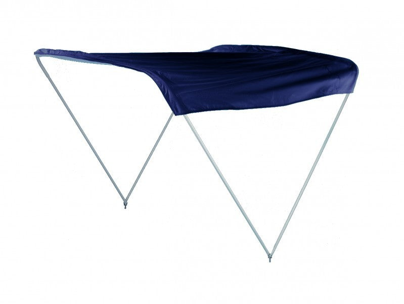 Sonnensegel Bimini Blau, Blau UV-beständiges Sonnendach mit 2 Alu-Bögen und eloxiertem Aluminiumgestell, platzsparend zerlegbar