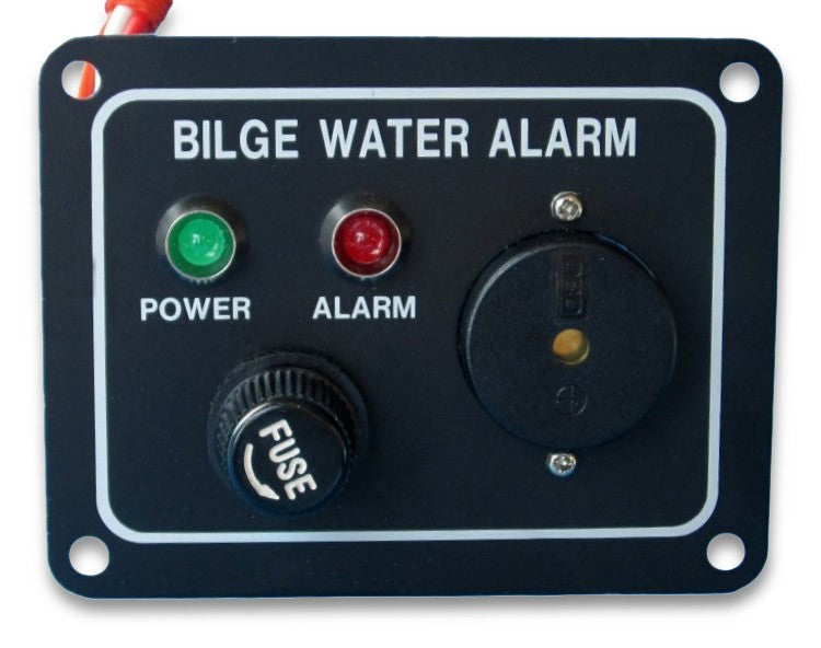Schalter Bilgewasseralarm akustisch, Alarmgeber, 12/24V mit Anzeige und Glassicherung
