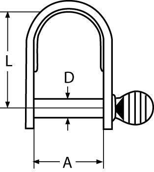 Flat shackle stainless steel A4, short version 4 mm, breaking load 800 kg