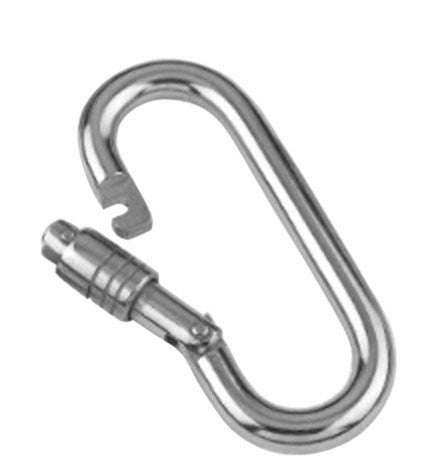 Stainless steel snap hook with spring lock 5 mm, snap hook, break-proo ...