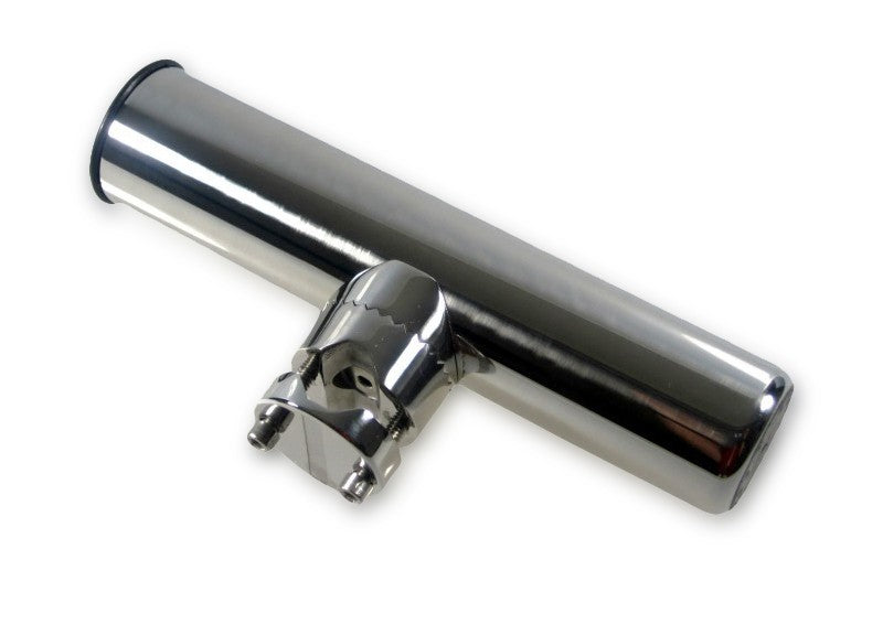 Rutenhalter Edelstahl Relingmontage, Angelrutenhalter, Edelstahl AISI 316 feststehend 23 cm hoch 40 mm Durchmesser 15-25 mm Klemmendurchmesser