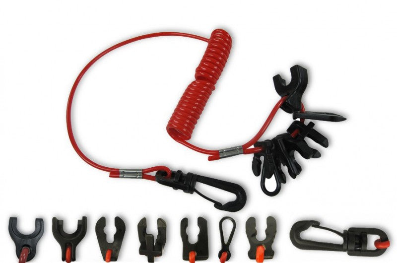 Sicherheitskordel für Notstopschalter mit 7 Schlüsseln für Außenborder, Kill Switch Lanyard, kompatibel mit Mariner-Mercury Yamaha OMC Honda Tohatsu Suzuki Johnson – sicherer Halt