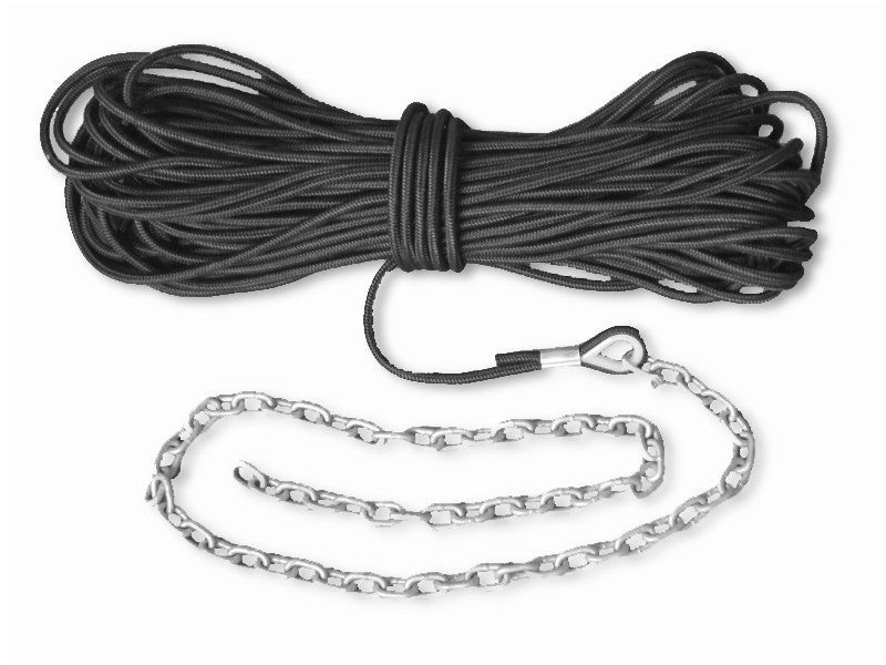 30m Angler Ankerleine Schwarz 10mm mit 1,5 Meter Ankerkette