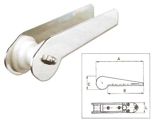 Edelstahl Bugrolle hochglanzpoliert, Rolle für Boote, Nylonrolle 242 mm lang