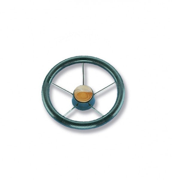 Offshore steering wheel made of stainless steel, highly polished, boat steering wheel, polyurethane coating for optimal grip