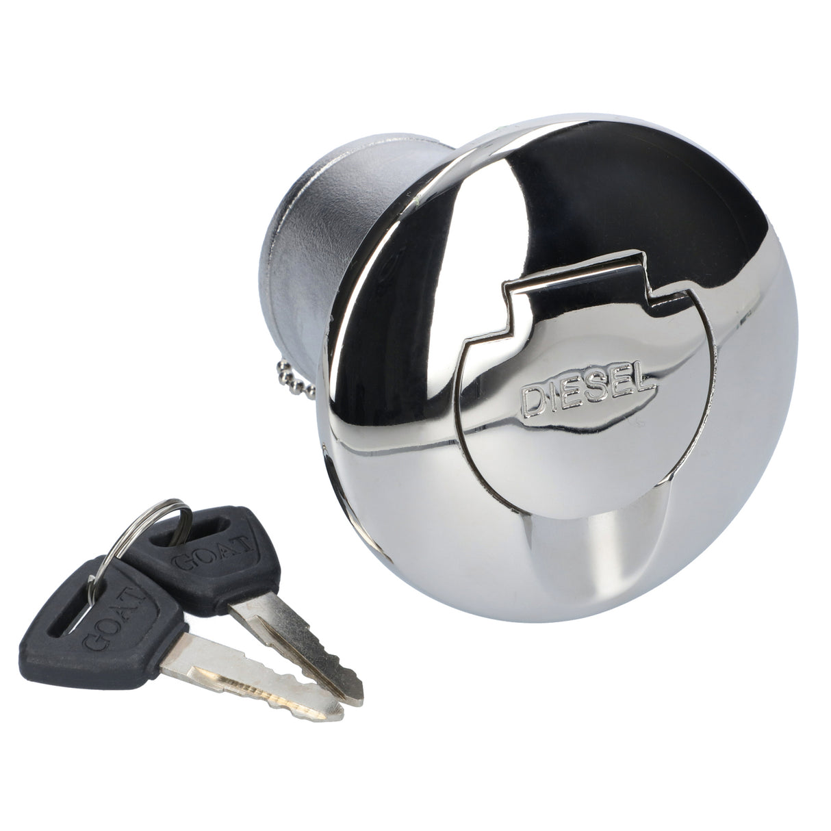 Tankeinfüllstutzen Diesel Edelstahl hochglanzpoliert, Einfüllstutzen, AISI 316 mit Kettensicherung und Schlüsseln