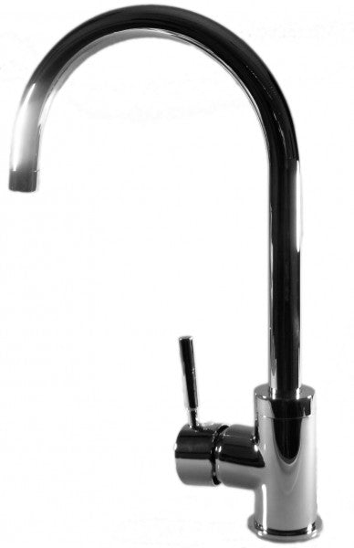 Mixer tap for hot and cold water made of chrome-plated brass, faucet, swiveling 180°