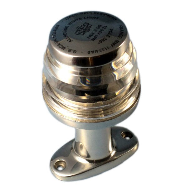 Vollkreislaterne 360° Edelstahl Navigationslicht, Bootslampe, 12V/10W Leuchtmittel inkl.