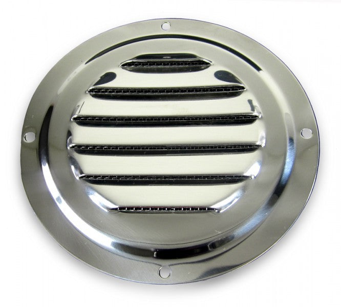 Stainless steel ventilation grille with fly screen 102 mm, ventilation grille, highly polished