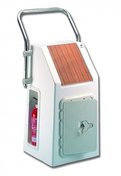 Steering console GRP &amp; wood, steering console, lockable shock and impact resistant hatch