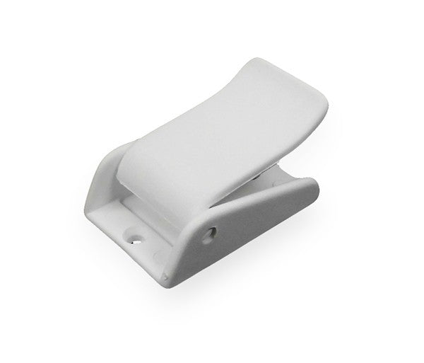 Belt buckle plastic white 28 mm strap, snap closure, light and robust