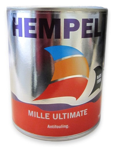 Hempel Antifouling Mille Ultimate highly effective self-eroding, boat paint B-stock 750ml Black, smooth active surface all waters can be painted over directly