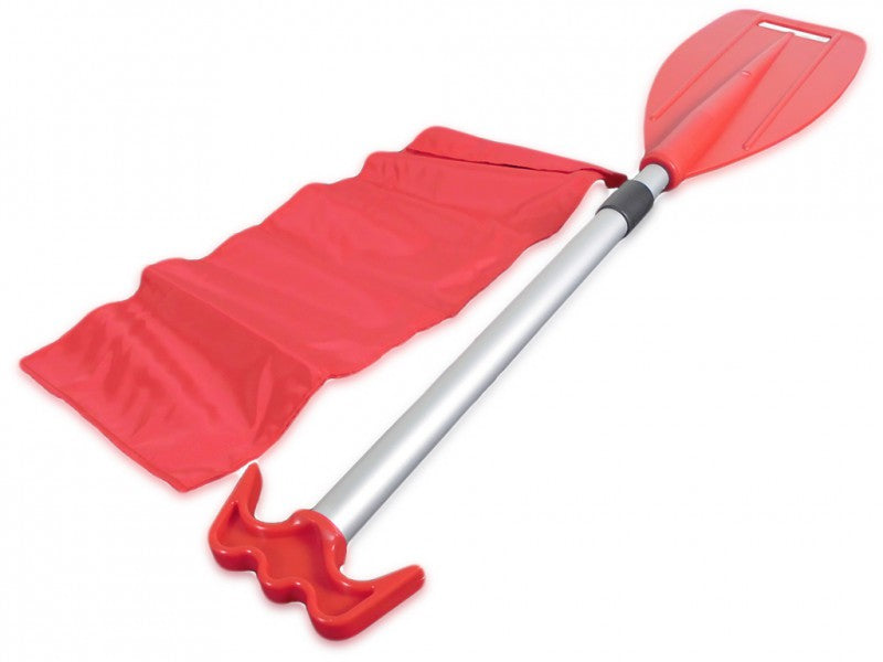 Teleskop Paddel Alurohr mit Bootshaken & Nylontasche, Paddelset, robustes Schraubgewinde