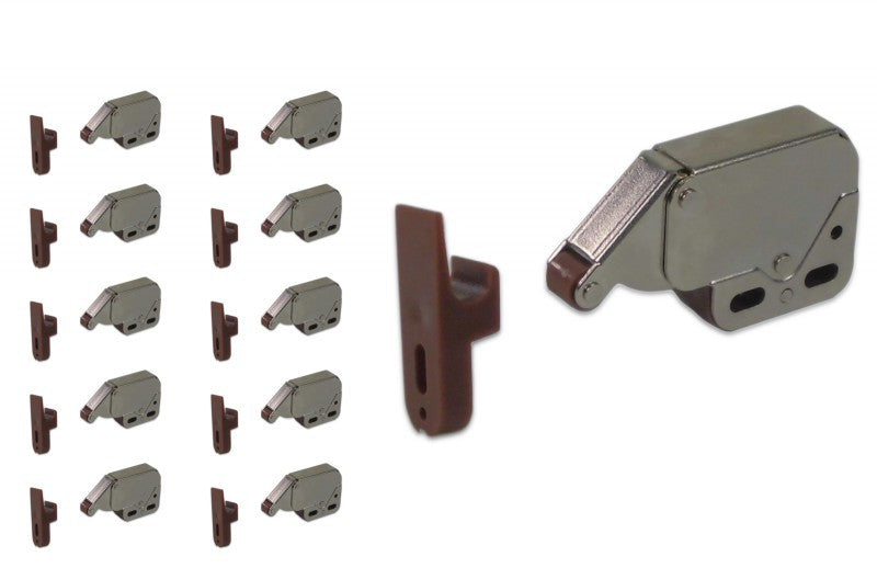 Set 10 x Federschnäpper Mini-Latch Druckverschluß Kunststoff braun