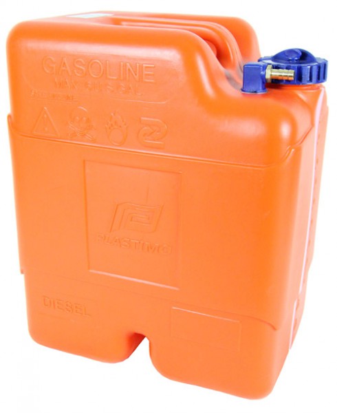 Fuel tank orange HDPE with nipple connection, ISO-certified, high chemical resistance -