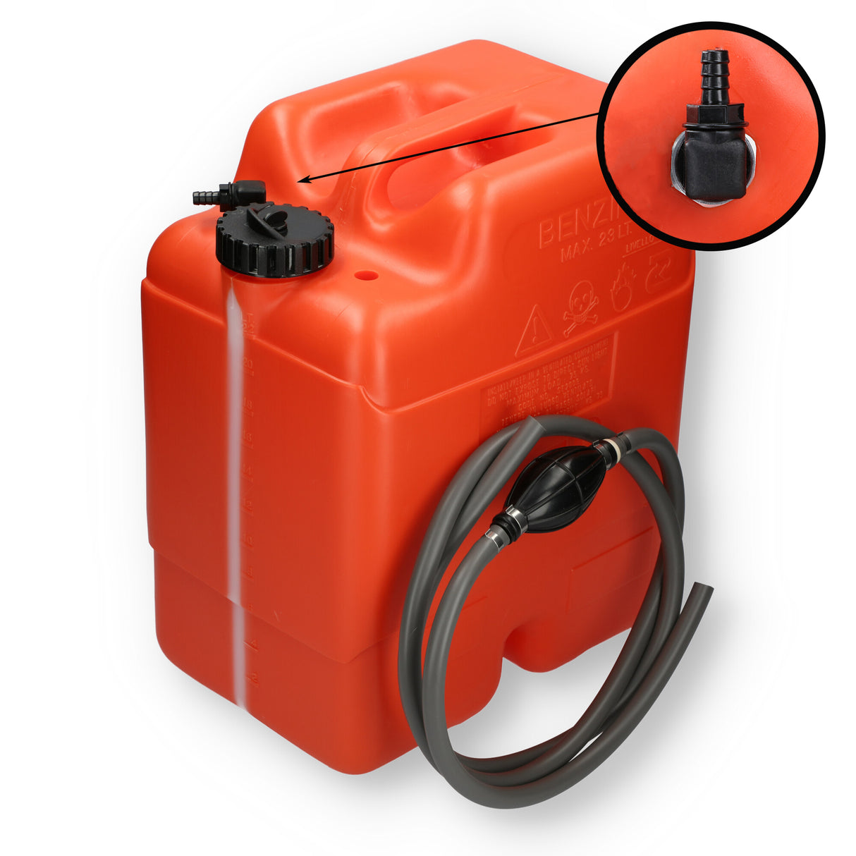 Kraftstofftank orange, HDPE, ISO-zertifiziert, Chemiebeständig für Benzin und Diesel - 23 Liter