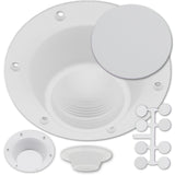 Kunststoff Tischbeinunterteil Deckaufbau 53mm hoch, Montagesystem, inklusive Abdeckungen - (Optional mit Abdeckungen)