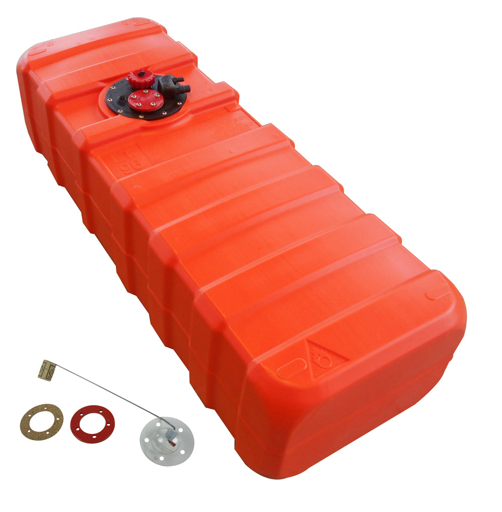 Fuel tank orange manual level indicator, HDPE chemical resistance container - 84 - 140 liters