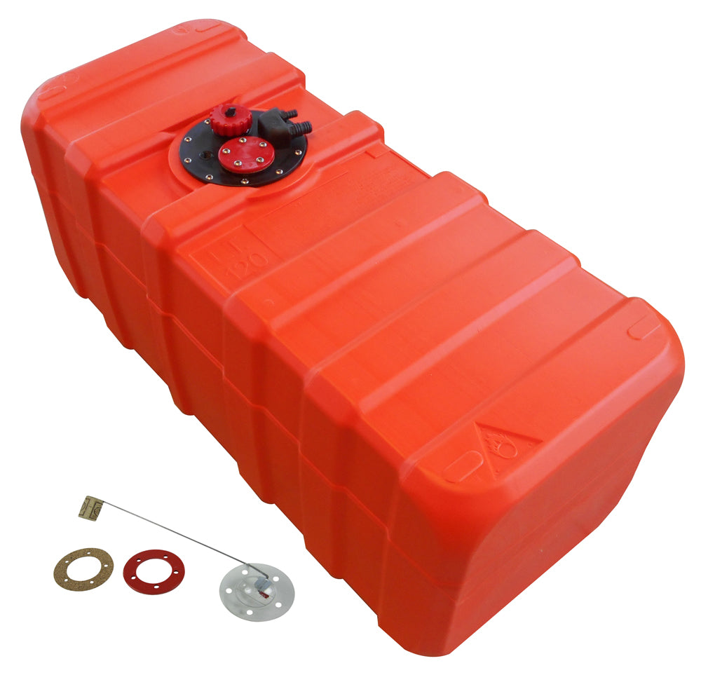 Fuel tank orange manual level indicator, HDPE chemical resistance container - 84 - 140 liters