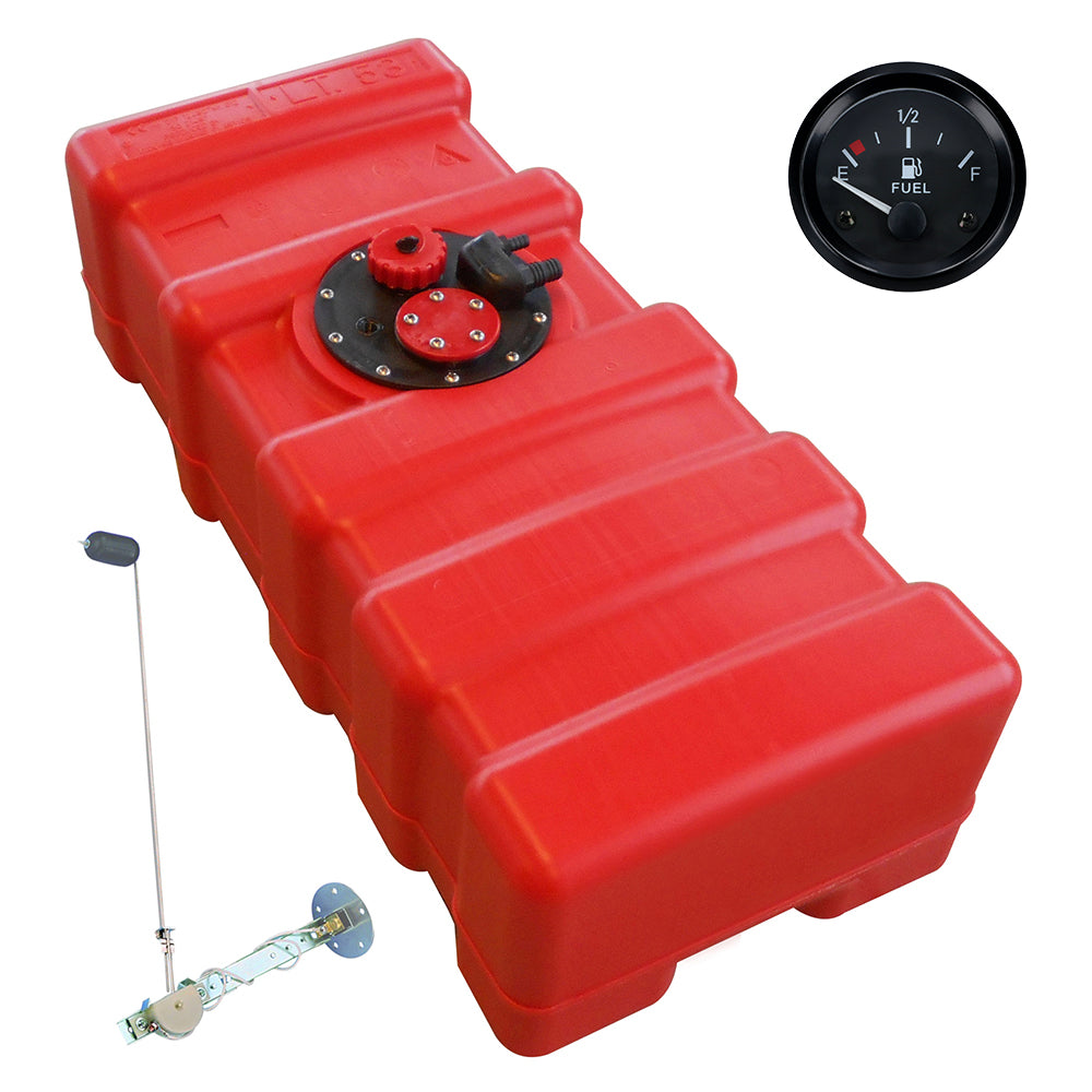 Eco-Line Kraftstofftank rot, Anschlussnippel 11mm, Füllstandsanzeige schwarz, Chemiebeständig für Benzin und Diesel - 33 - 70 Liter