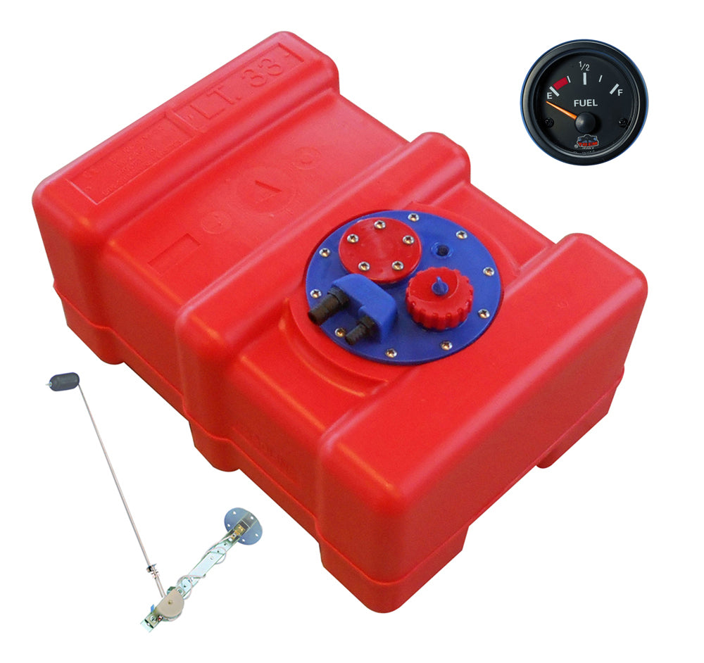 Kraftstofftank 42 L mit Universaltankgeber und Tankanzeige, Benzin & Diesel, qualitativ hochwertige Verarbeitung - "Gauge-Line" schwarz -
