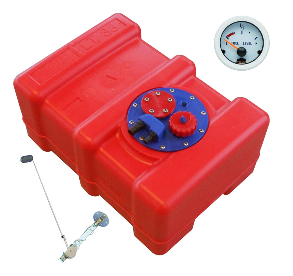 Kraftstofftank 43 L mit Universaltankgeber und Tankanzeige - "Gauge-Line" weiß - für Benzin & Diesel - 33 - 140 Liter