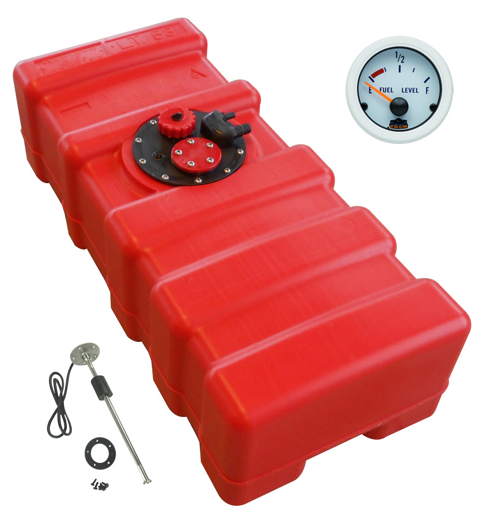 Kraftstofftank rot, HDPE Material, Füllstandsanzeige Gauge-Line weiß, Chemiebeständig für Benzin und Diesel - 33 - 70 Liter