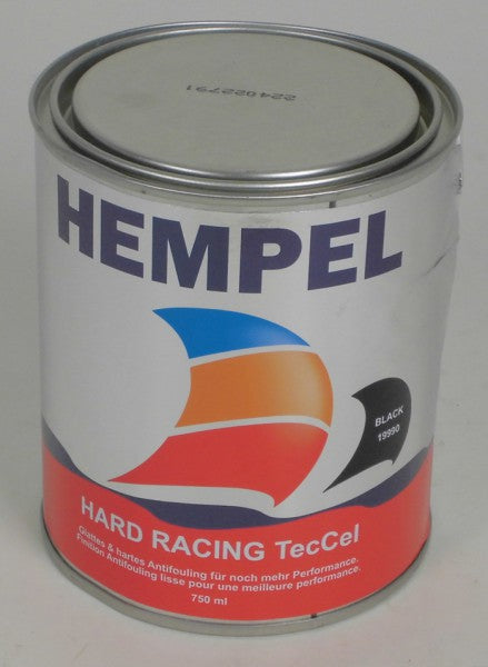 Hempel Antifouling Hard Racing TecCel 750ml Black, Boat coating, Smooth racing antifouling B-stock