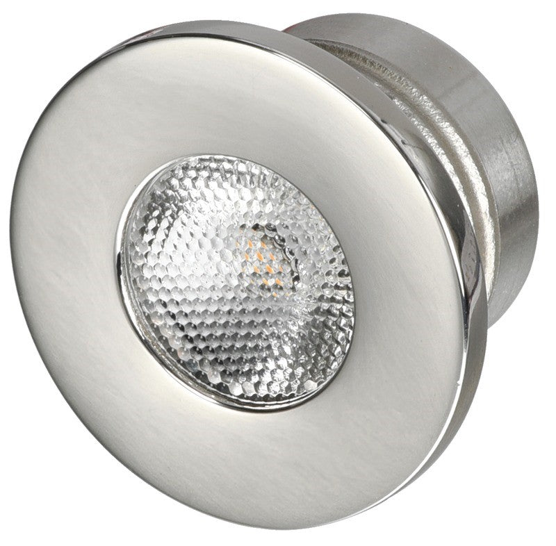 LED-Einbau-Orientierungslicht aus poliertem Mikroguss-Edelstahl AISI 316, LED-Spot, 12/24 Volt, 0,5 Watt, 25° Abstrahlwinkel, 35x35 mm, Weiß