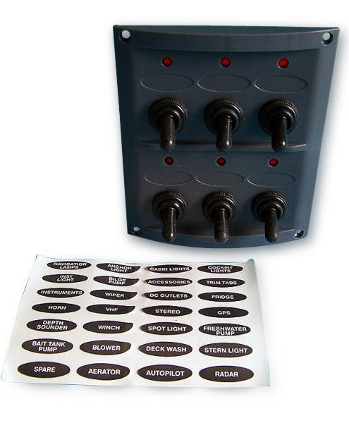 Schaltpaneel 6-fach Schalter Schwarz, wasserdichtes Kontrollpaneel, formschönes Design
