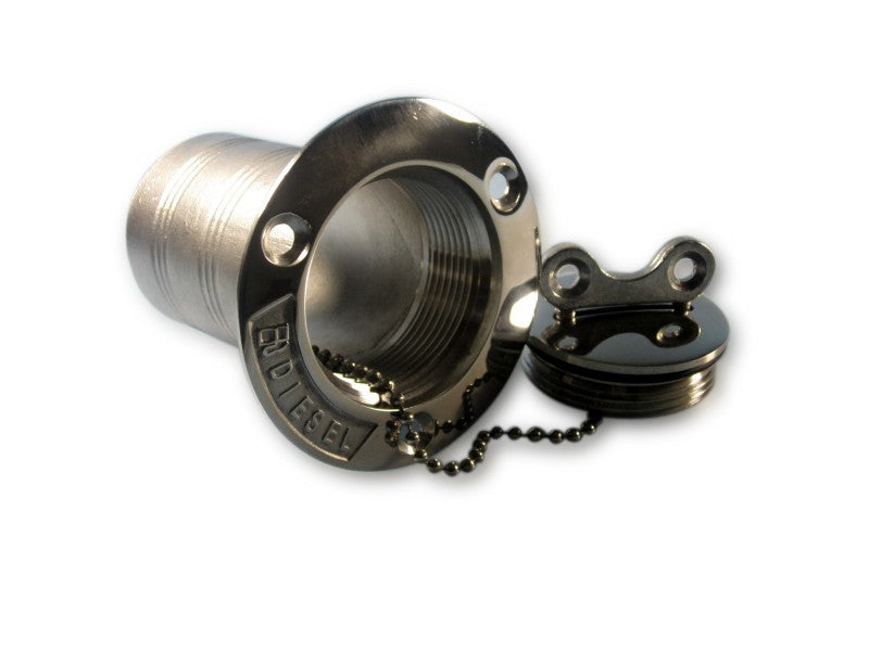 Tankeinfüllstutzen Diesel Edelstahl 50 mm, Tankstutzen, mit Verschlussstopfen Kette