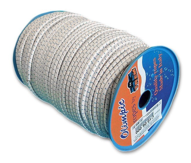 Gummiseil 10mm Weiß/Blau - Hochwertiges Polyesterumflochtenes Seil, elastisches Seil, individuelle Meterware