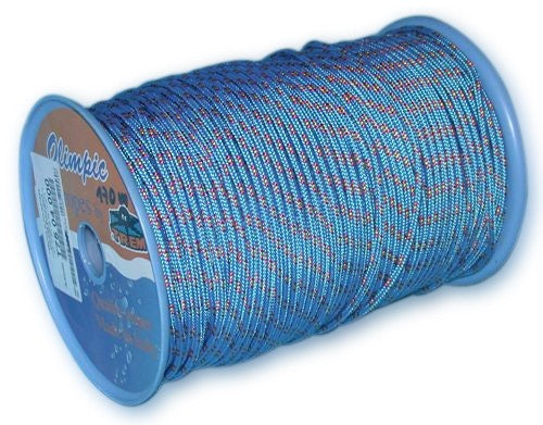 Polyesterleine 2 Meter, 4 mm Durchmesser, Blau mit Rot-Gelben Kennfaden, Robuste Zugfestigkeit, Dehnungsarm Seil