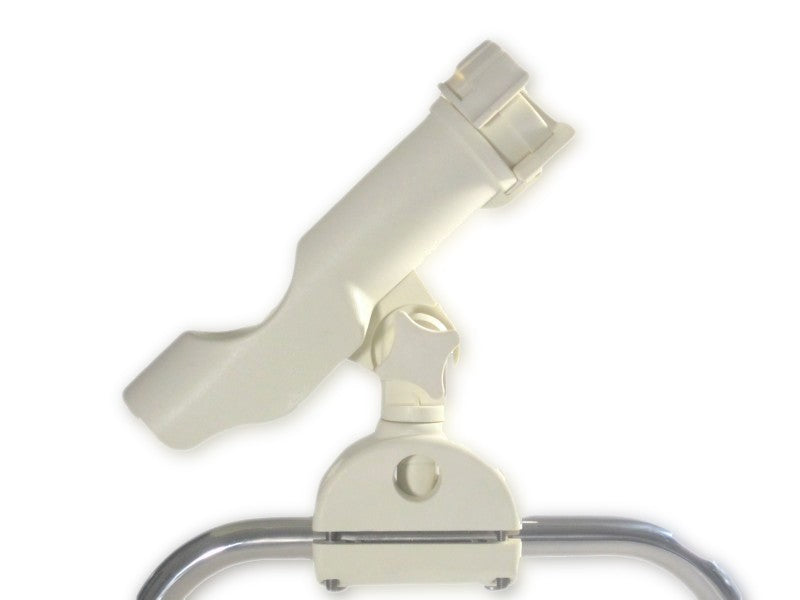 Rod holder ABS white, fishing rod holder, impact-resistant for railing mounting