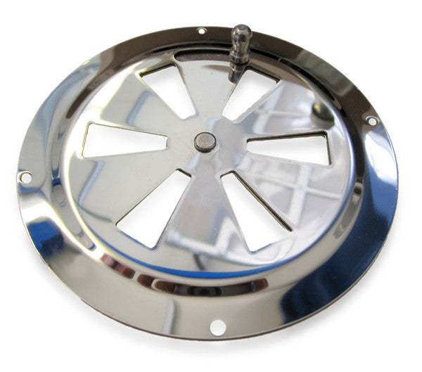 Adjustable ventilation grille made of stainless steel 125 mm, ventilation cover, high gloss polished USP: rotary knob for opening adjustment