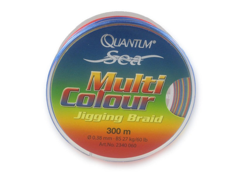 Quantum Sea Angelschnur Multicolor Jigging Braid 0,38mm, geflochtene Angelschnur, Farbwechsel alle 10m, BS 27kg