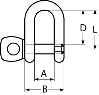 Rundschäkel Edelstahl A4 geschmiedet 4 mm, Schäkel, Bruchlast 1080 Kg